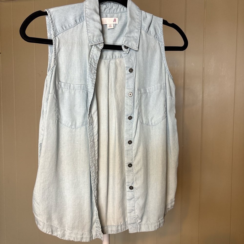 SO Light Blue Denim Top